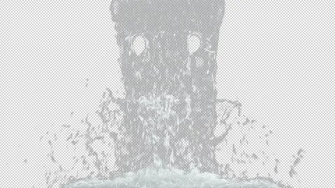 A lot of water splashes in front of the transparent background Stock Footage 236334839