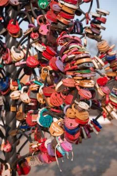 A lot of wedding locks Stock Photos