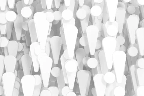 A Lot of White Exclamation Marks as Background. 3d Rendering Stockillustratie