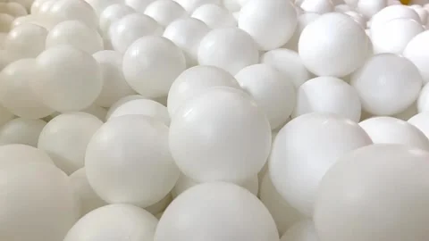 Lot of white plastic balls in dry pool close up Stock Footage 201320148