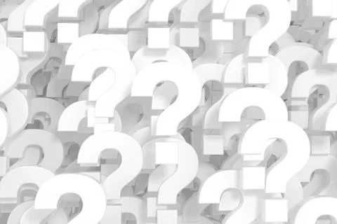 A Lot of White Question Marks as Background. 3d Rendering Stock Illustration