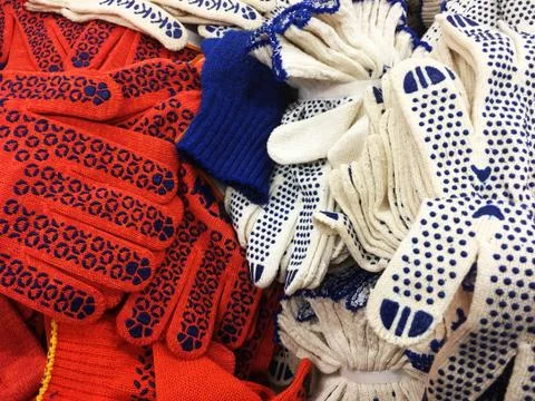 A lot of work gloves Stock Photos