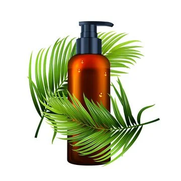 Lotion Bottle With Pump And Tree Branch Vector Stock Illustration