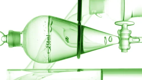 Lotion drains from funnel bubbles rising inside during process Stock Footage 340500869