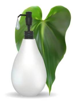Lotion with leaf Illustrazione stock