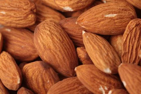 Lots of almonds in close-up Stock Photos