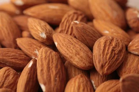 Lots of almonds in close-up Stock Photos