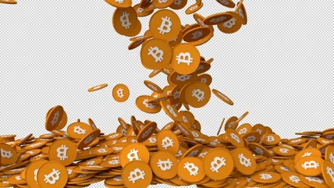 Lots of bitcoins falling - 3d render with alpha channel. Stock Footage 167533547