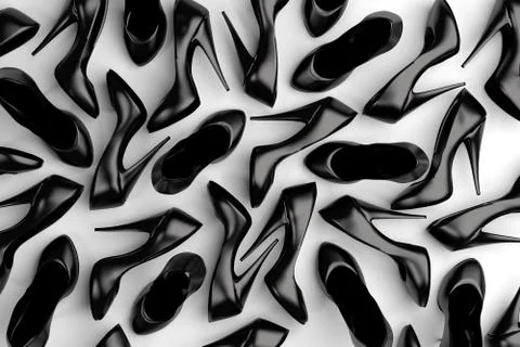 Lots of Black Shoes, Computer Render イラスト素材