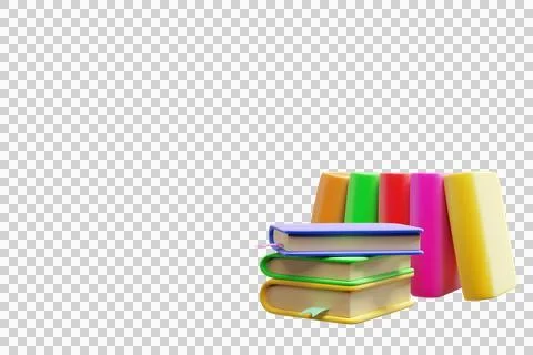 Lots of books in a row and a stack isolated on a blue background. Foto stock