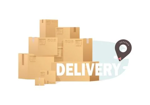 Lots of boxes. The concept of moving and delivery. Vector illustration. Stock Illustration