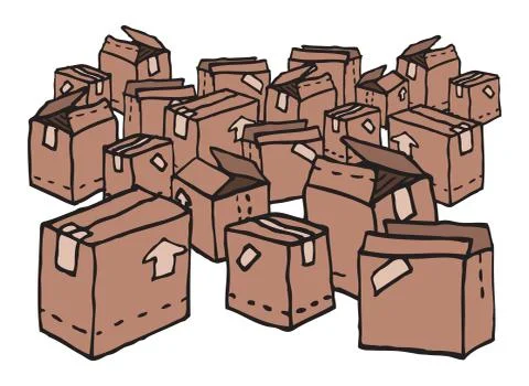Lots of boxes / messy stock Stock Illustration