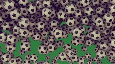 Lots of bubbles soccer balls flying in the air on lot isolated isolated on Stock-Footage 336893794