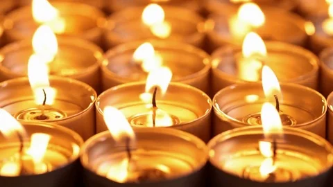 Lots of candles burning - closeup Video stock 72716272