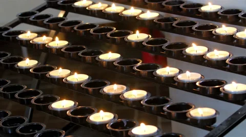 Lots of candles with each holder Stock Footage 53535188