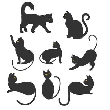 Lots of cats in different poses Stock Illustration