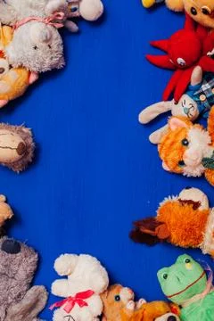 Lots of children's soft toy for developing games as a background Stock Photos