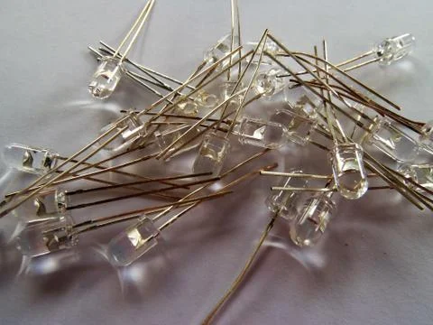 Lots of clear LED light-emitting diodes on a plain background Stock Photos