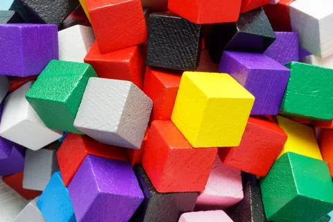 Lots of colored cubes. Abstract concept of complexity and chaos. Stock Photos