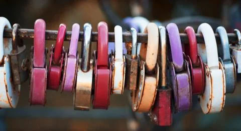 Lots of colored padlock Foto stock
