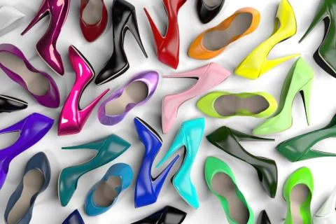 Lots of Colorful Shoes, Computer Render イラスト素材