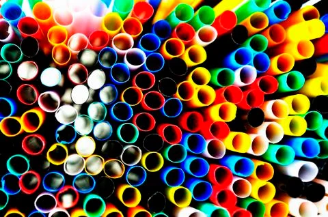 Lots of coloured straws Stock Photos