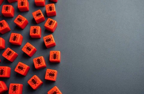 Lots of computer bugs and viruses. Finding vulnerabilities and errors in soft Stock Photos