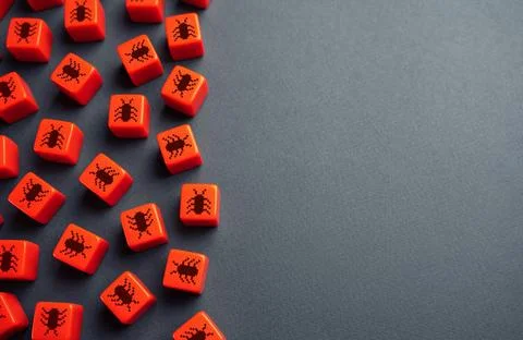 Lots of computer bugs and viruses. Finding vulnerabilities and errors in s... Stock Photos