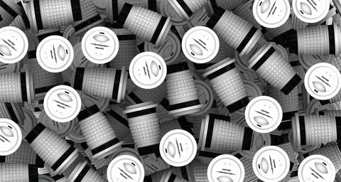 Lots of cups for hot drinks Stock Illustration