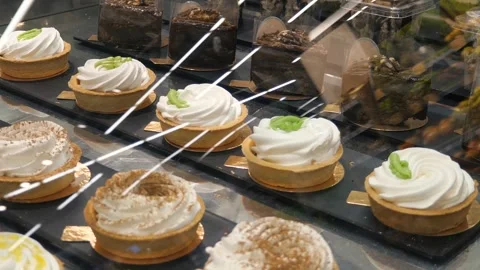 Lots of delicious pastries Stock Footage 294395866