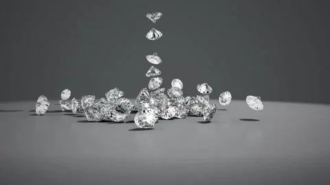Lots of diamonds falling isolated on dark background Stock Footage 232676308