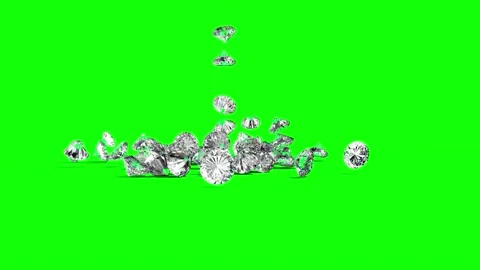 Lots of diamonds falling isolated on green background 스톡 동영상 232676301