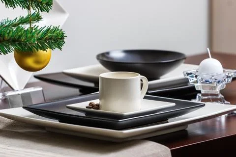 Lots of different dishes on the table Stock Photos