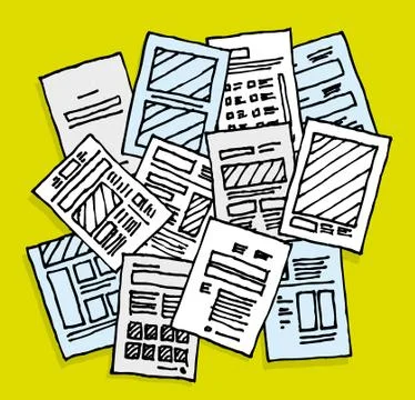Lots of documents / messy disorder sheets Stock Illustration