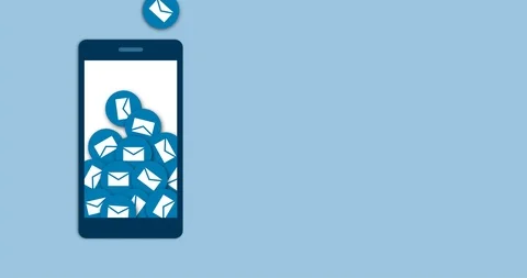 Lots of e-mails falling into a smartphone Stock Footage 118091027