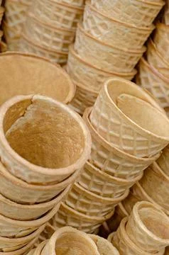 Lots of empty ice cream cones Stock Photos