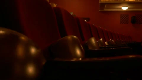 Lots of empty red chairs in the theater. Stock Footage 144329845