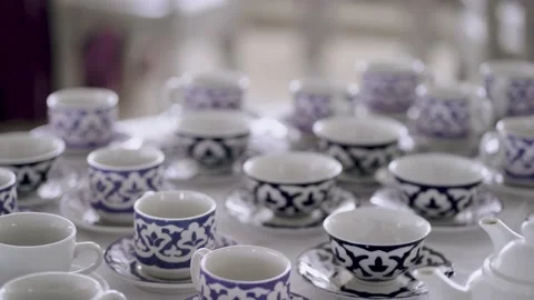 Lots of empty white coffee cups. Stock Footage 149549633