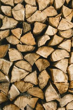 Lots of firewood rustic background. 스톡 사진