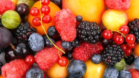 Lots of fresh different berries Stock Photos
