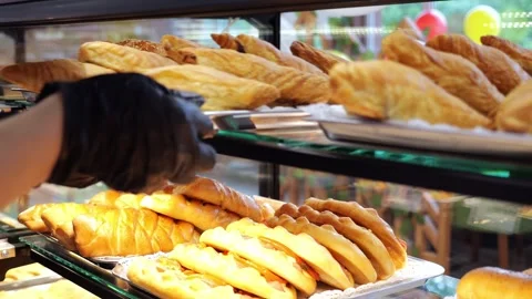 Lots of fried chebureks on the counter in the dining room or on the buffet Stock Footage 341550397