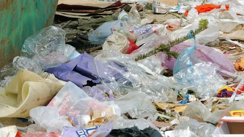 Lots of garbage in the street Stock Footage 88185925