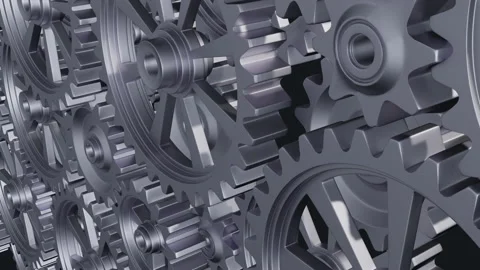 Lots of gears are spinning Stock Footage 185902811