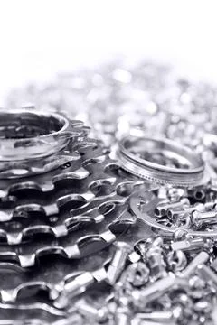 Lots of gears in front of an isolated background Stock Photos