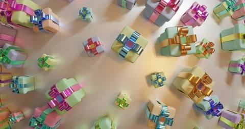 Lots of gift boxes rotate with a sphere ball. Planet of sales and shopping. Stock Footage 229710539