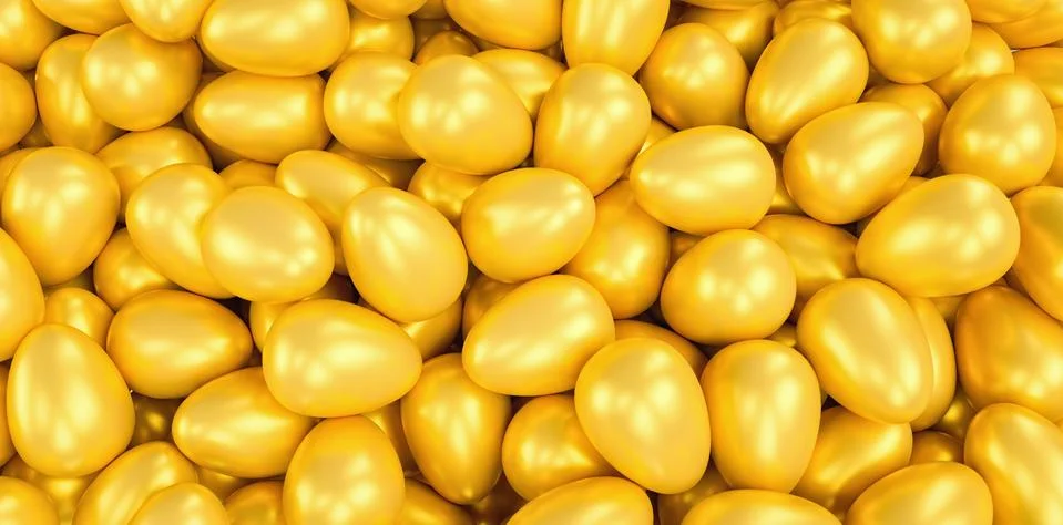 Lots of golden eggs - 3D Rendering Stock Illustration