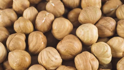 Lots of hazelnuts, shooting from macro to closeup Stock Footage 106693556