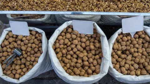 Lots of healthy walnuts in shells Stock Photos