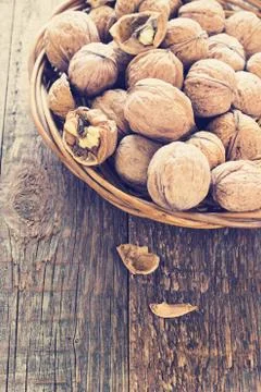 Lots of healthy walnuts in shells Stock Photos