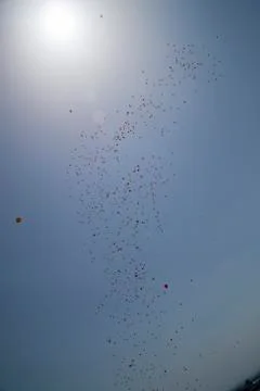 Lots of helium baloons Foto stock